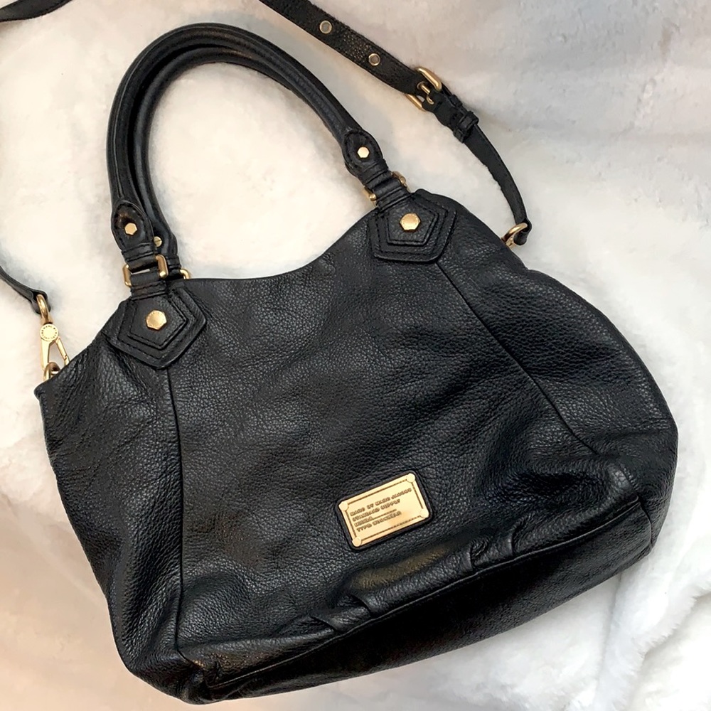 Marc by Marc Jacobs MBMJ large black leather satchel handbag purse with strap